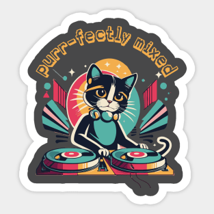 Purrfect Beats: DJ Cat Spinning Feline-Friendly Tunes Sticker